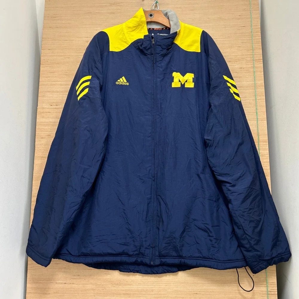 Adidas Michigan Wolverines Scorch ClimaProof Windbreaker Jacket Mens XL Navy